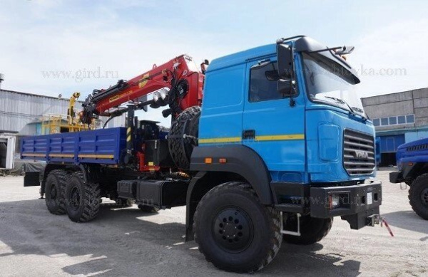 Бортовой Урал-М 4320-4972 бескапотный c КМУ ИНМАН ИТ 200 под бур и люльку