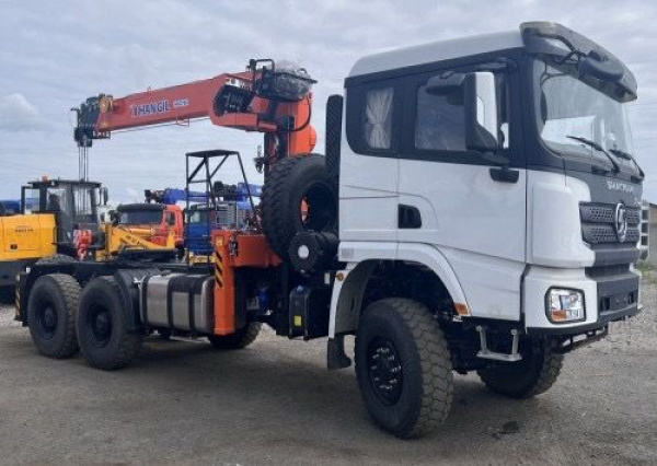 Седельный тягач Shacman 6x6 односкатный c КМУ HANGIL HGC 756