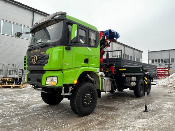 Бортовой Shacman 6x6 односкатный c КМУ SunHunk К-238-4