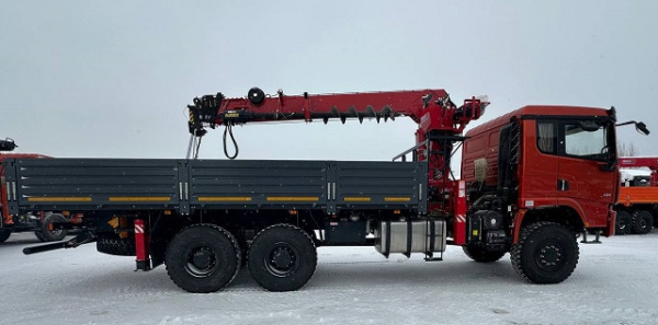 Бортовой Shacman 6x6 односкатный c КМУ HORYONG HRS 216
