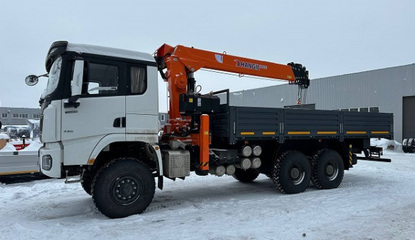 Бортовой Shacman 6x6 односкатный c КМУ HANGIL HGC 976